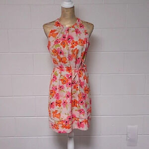 ANN TAYLOR LOFT FLORAL, SLEEVELESS, KEYHOLE BACK FULL HIDDEN ZIP, DRESS